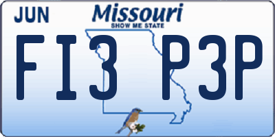 MO license plate FI3P3P