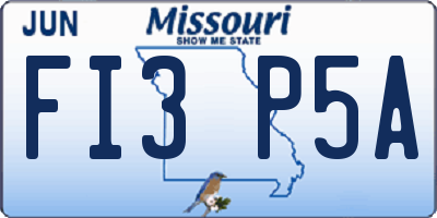 MO license plate FI3P5A