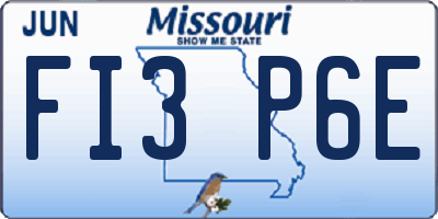 MO license plate FI3P6E