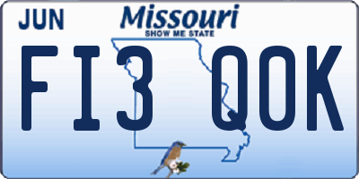MO license plate FI3Q0K