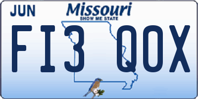MO license plate FI3Q0X