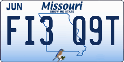 MO license plate FI3Q9T
