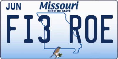 MO license plate FI3R0E