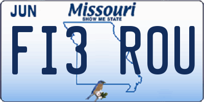 MO license plate FI3R0U