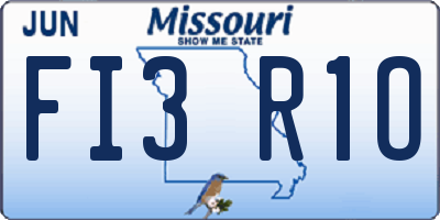 MO license plate FI3R1O