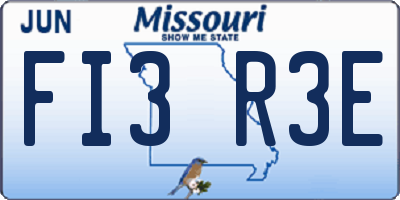 MO license plate FI3R3E
