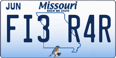 MO license plate FI3R4R
