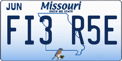 MO license plate FI3R5E