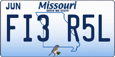 MO license plate FI3R5L