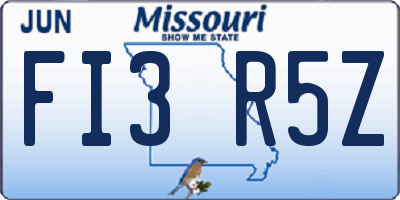 MO license plate FI3R5Z