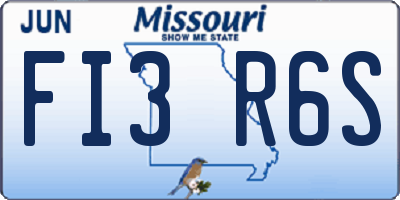 MO license plate FI3R6S
