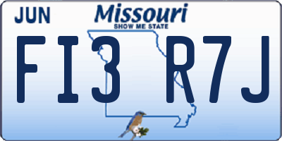 MO license plate FI3R7J