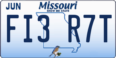 MO license plate FI3R7T