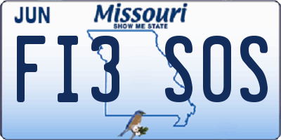 MO license plate FI3S0S
