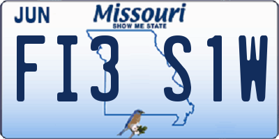 MO license plate FI3S1W