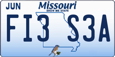 MO license plate FI3S3A