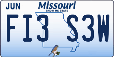 MO license plate FI3S3W