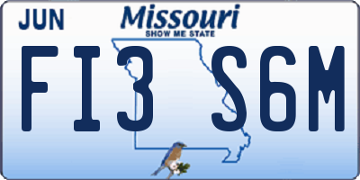 MO license plate FI3S6M