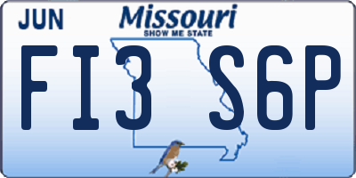 MO license plate FI3S6P