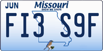 MO license plate FI3S9F