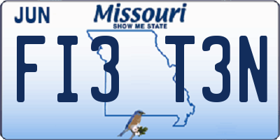 MO license plate FI3T3N