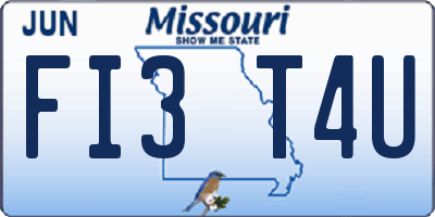 MO license plate FI3T4U