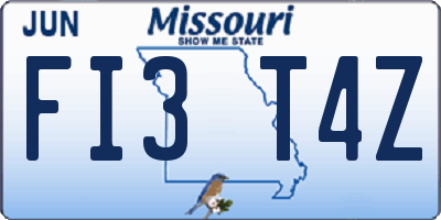 MO license plate FI3T4Z