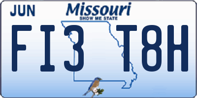 MO license plate FI3T8H
