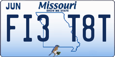 MO license plate FI3T8T