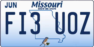 MO license plate FI3U0Z
