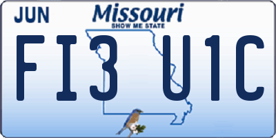 MO license plate FI3U1C