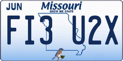 MO license plate FI3U2X