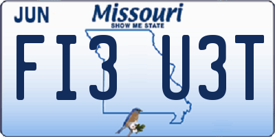 MO license plate FI3U3T