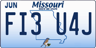 MO license plate FI3U4J