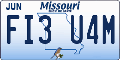 MO license plate FI3U4M