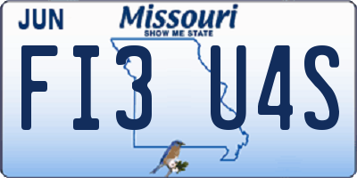 MO license plate FI3U4S