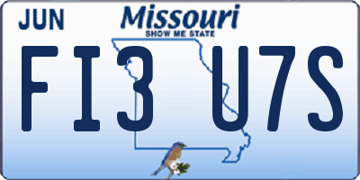 MO license plate FI3U7S