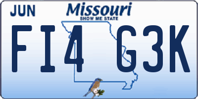 MO license plate FI4G3K