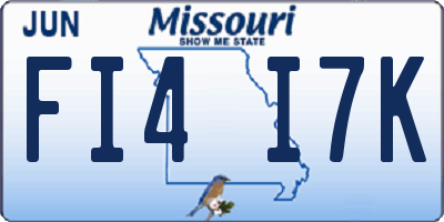 MO license plate FI4I7K