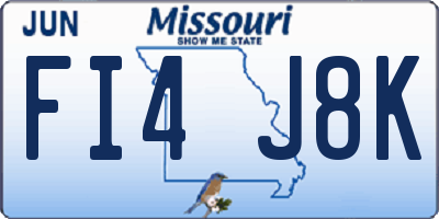 MO license plate FI4J8K