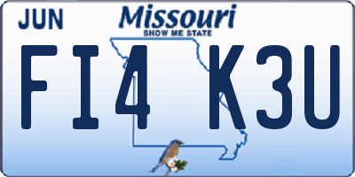 MO license plate FI4K3U
