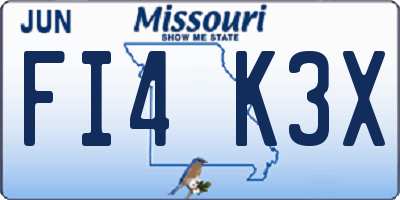 MO license plate FI4K3X