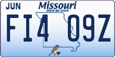MO license plate FI4O9Z