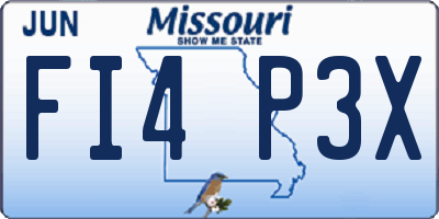 MO license plate FI4P3X