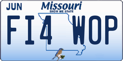 MO license plate FI4W0P