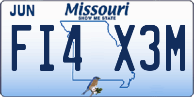 MO license plate FI4X3M