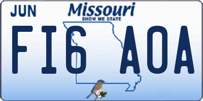 MO license plate FI6A0A