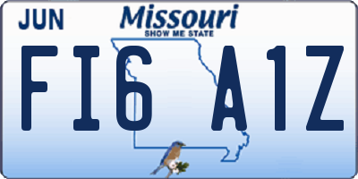 MO license plate FI6A1Z