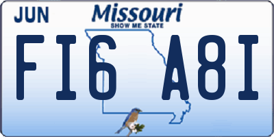 MO license plate FI6A8I
