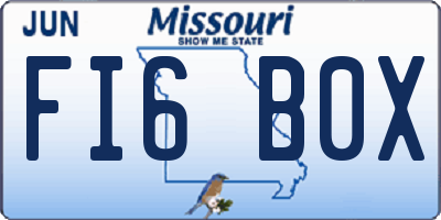 MO license plate FI6B0X